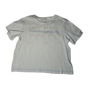 Vtg Women's Shirt Size S/M Embroidered Pastel Floral Butterfly 90s Grannycore